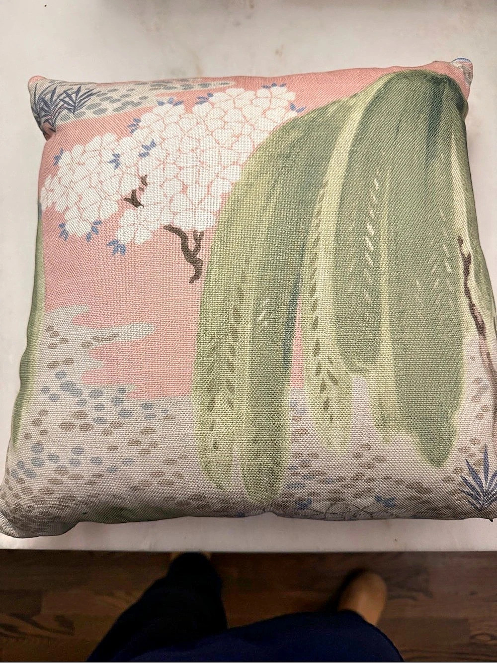 Floral Pink & Green Accent Pillow